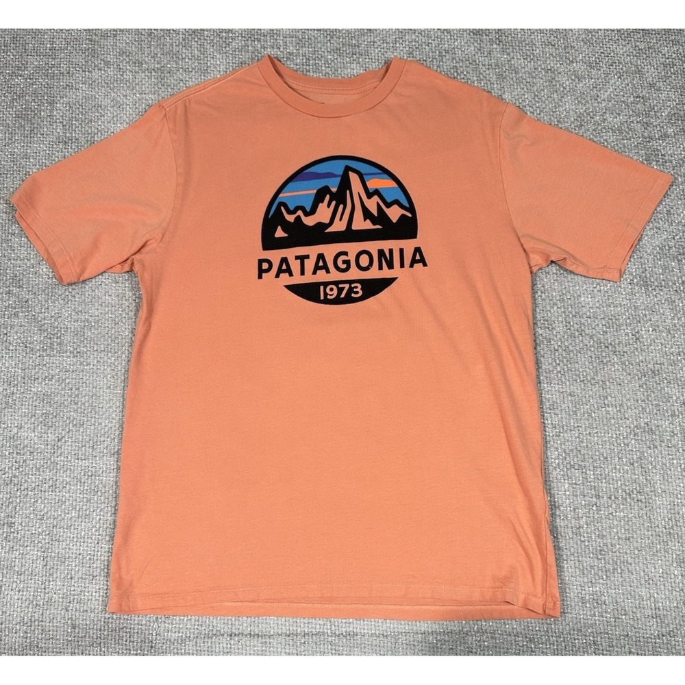 Patagonia Shirt‎ Mens Small Orange Fitz Roy Scope Organic Cotton Regular Fit